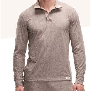 Peloton Dreamblend Snap Placket Pullover Loungewear Taupe Grey Men's Size Medium
